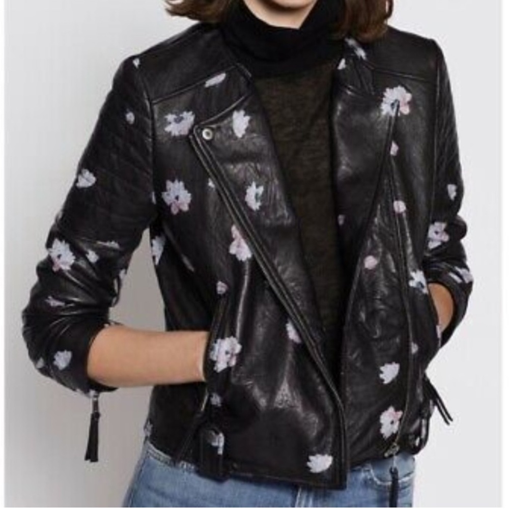 NWOT Joie Thisbe Moto Floral Leather Jacket